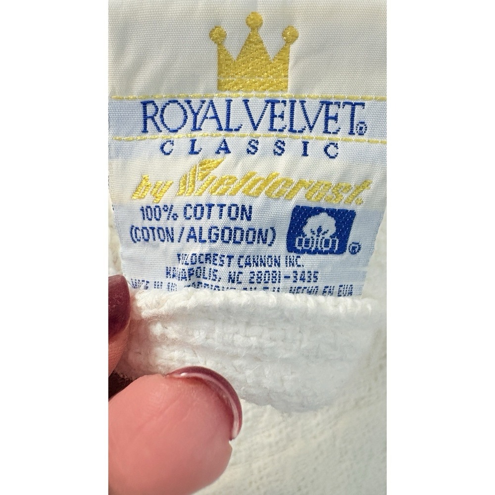 Vintage Fieldcrest Royal Velvet White Woven Cotton Full Queen Blanket Made USA - Picture 6 of 13